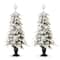 2 Pack 5ft. Pre-Lit Flocked Fir Artificial Christmas Porch Tree in Planter, Warm White Lights